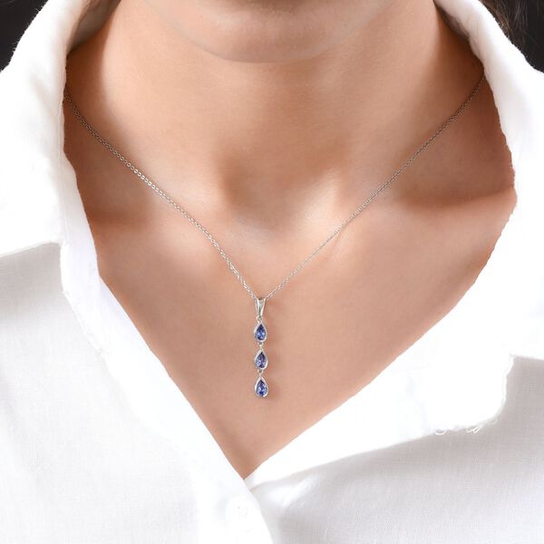 AA Tansanit Trilogie Anh&auml;nger in Silber, 0,64 ct. image number 2