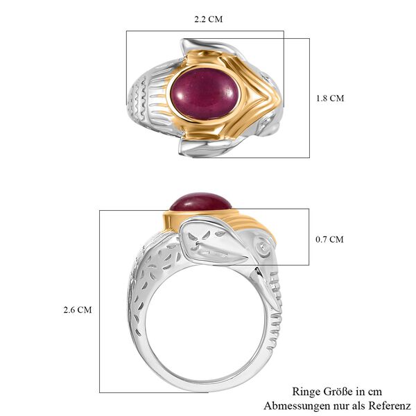 AA Afrikanischer Rubin (Fissure gefüllt) Ring 925 Silber Rhodiniert und 750 Gelbgold Vermeil (Größe 17.00) ca. 2,93 ct image number 7