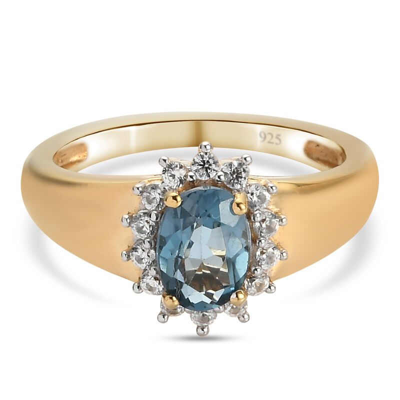 London Blau Topas und Zirkon Ring, ca. 1,24 ct image number 0