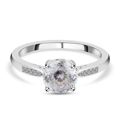 161 Facetten Moissanit-Ring, 925 Silber rhodiniert (Gr&ouml;&szlig;e 20.00) ca. 2.00 ct