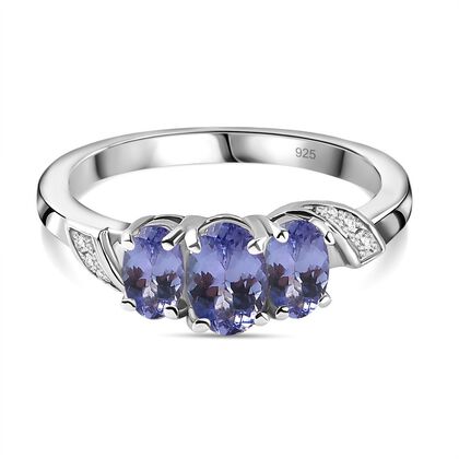 Tansanit Ring, 925 Silber rhodiniert, (Gr&ouml;&szlig;e 20.00) ca. 1.02 ct