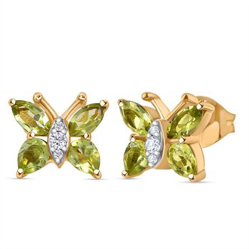 D'Joy Peridot Ohrringe 925 Silber vergoldet ca. 1.46 ct