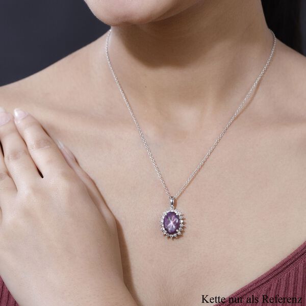 Sternrubin und Zirkon Halo Anhänger - 12,67 ct. image number 3