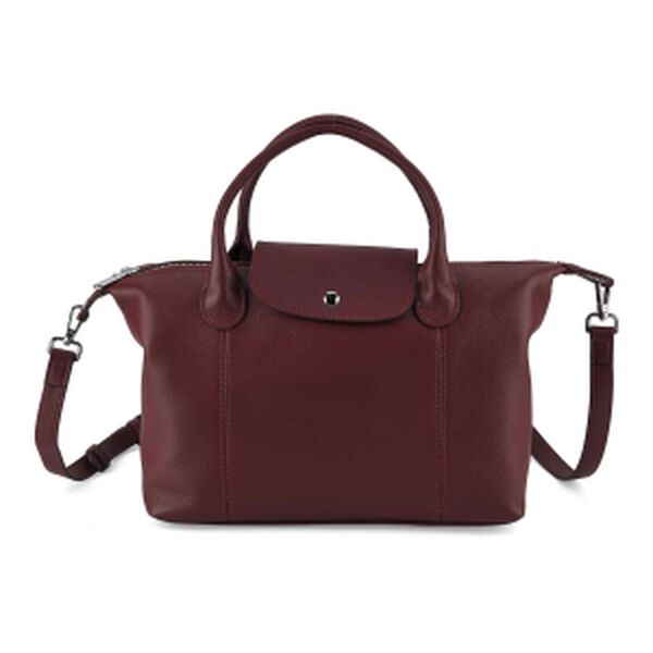 Echtleder Crossbody-Tasche, kompaktes Design, 2 Rei&szlig;verschlussf&auml;cher au&szlig;en, 2 Innenf&auml;cher mit Rei&szlig;verschluss, 1 Steckfach, 28x14x20 cm, Burgunder