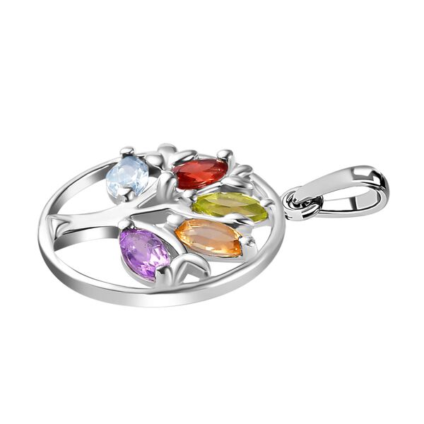 Mehrfarbige Edelstein Anh&auml;nger, 925 Silber platiniert ca. 0.84 ct image number 4