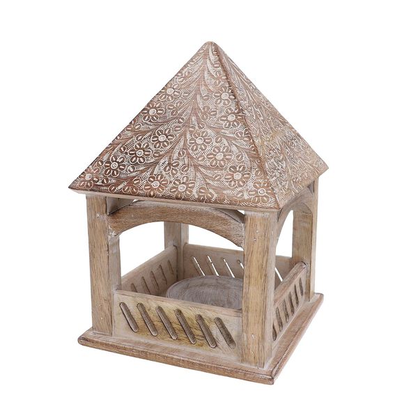 NAKKASHI - Handgeschnitztes Futterhäuschen aus Mangoholz mit weißem Finish image number 3
