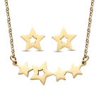 2er - Set goldene Ohrringe und Halskette, ca. 50 cm, Edelstahl vergoldet