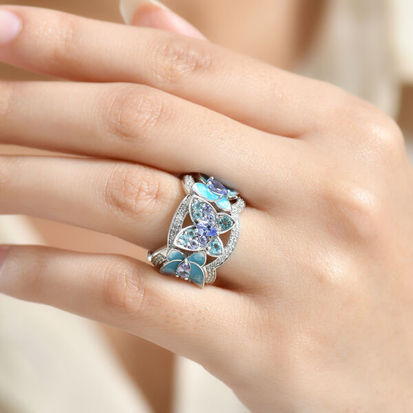 GP Trionfo Kollektion - Tansanit, Blauer Apatit Ring 925 Silber rhodiniert (Gr&ouml;&szlig;e 18.00) ca. 1.61 ct image number 3