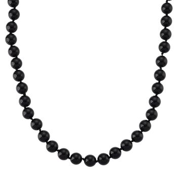 Schwarzer Glasachat Halskette ca. 50 cm 316L Edelstahl ca. 380,00 ct.