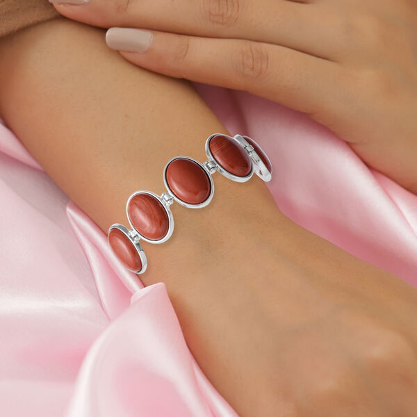 Rotes Jaspis-Armband, 19 cm, silberfarben ca. 145,50 ct image number 2