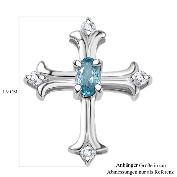 AA Blauer Zirkon, Weißer Zirkon Anhänger 925 Silber rhodiniert ca. 0.50 ct image number 6