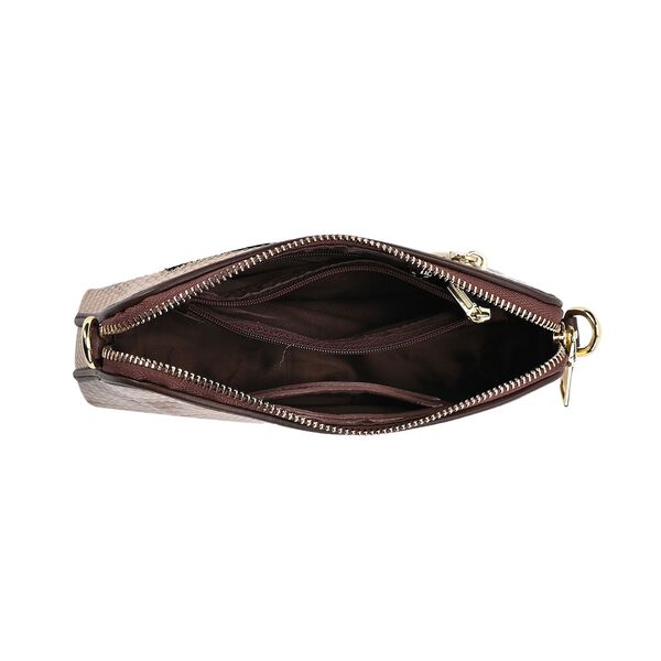 Chaose by Elsie - Echtleder Crossbody Tasche Schlangen-Prägung, Cognac image number 5