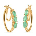 AA Äthiopische Smaragd-Creolen, 925 Silber Gelbgold Vermeil ca. 1.27 ct