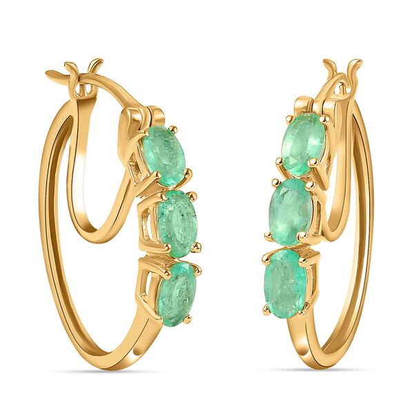 AA &Auml;thiopische Smaragd-Creolen, 925 Silber Gelbgold Vermeil ca. 1.27 ct