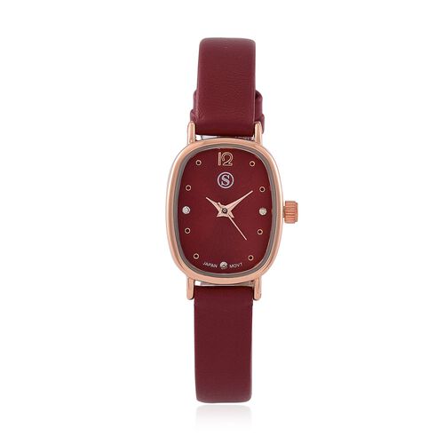 STRADA PC21S Uhr mit Japanischem Uhrwerk, Roségoldfarbenem Gehäuse und Rotem PU-Armband image number 0