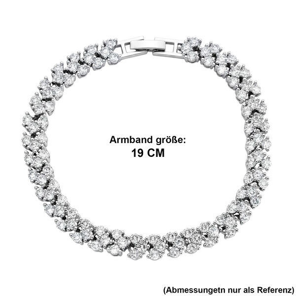 Wei&szlig;er Zirkonia Armband ca. 19 cm Nickelfreies Messing, Silberfarben image number 4