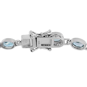 Schweizer Blautopas-Armband, ca. 20 cm, 925 Silber platiniert ca. 8,82 ct