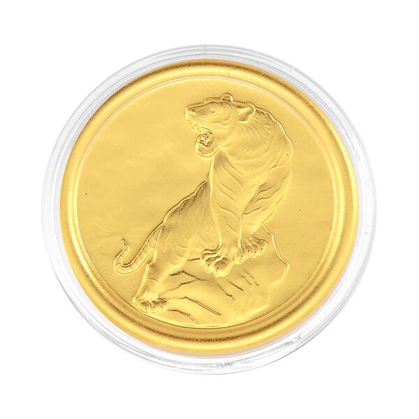 999er Goldm&uuml;nzefolie mit Tigermotiv und Regenbogen-Designlinie, 100mg image number 2