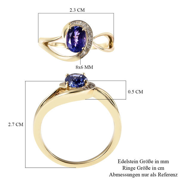 AA Tansanit Solitär Ring 375 Gelbgold image number 8
