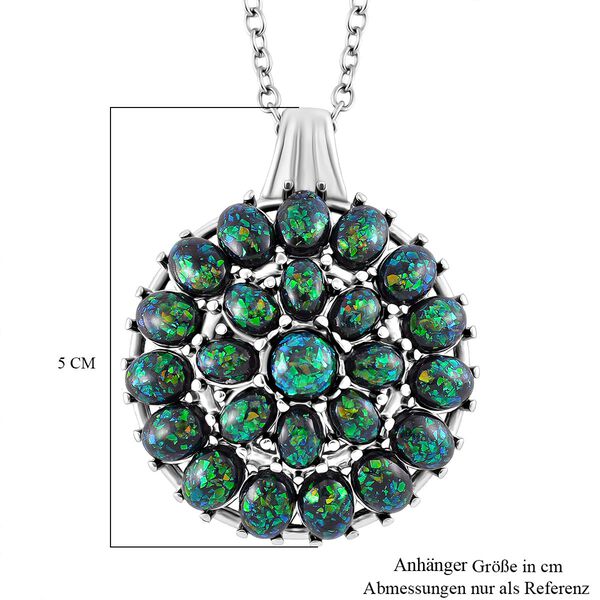 Simuliertes schwarzer Opal Anh&auml;nger mit Kette ca. 50 cm + 5 cm Extender, 316L Edelstahl image number 6