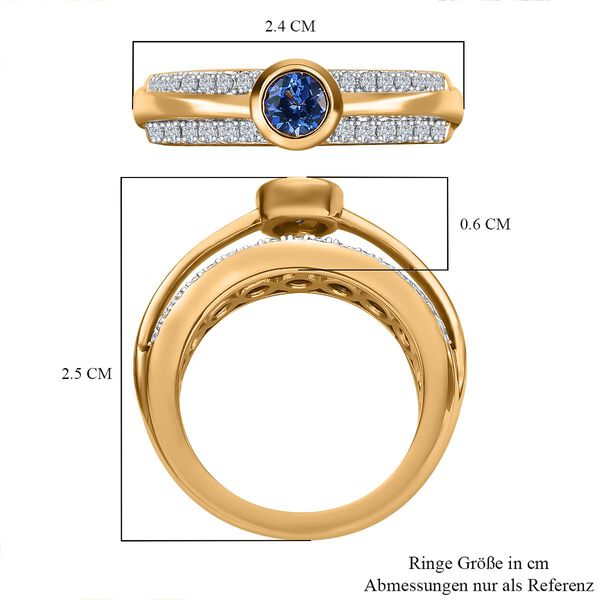 Tansanit und Zirkon Ring 925 Silber vergoldet  ca. 0,96 ct image number 7