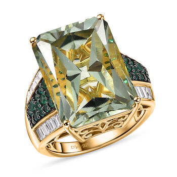 D'Joy Prasiolith, Verde Onyx und Moissanit Ring und Anh&auml;nger mit 50cm Kette