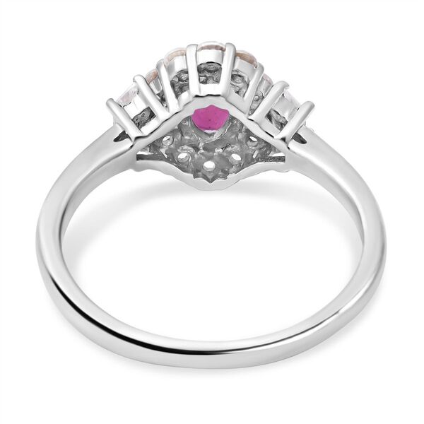 AAA Rubellit und wei&szlig;er Zirkon-Ring, 925 Silber platiniert  ca. 0,98 ct image number 4