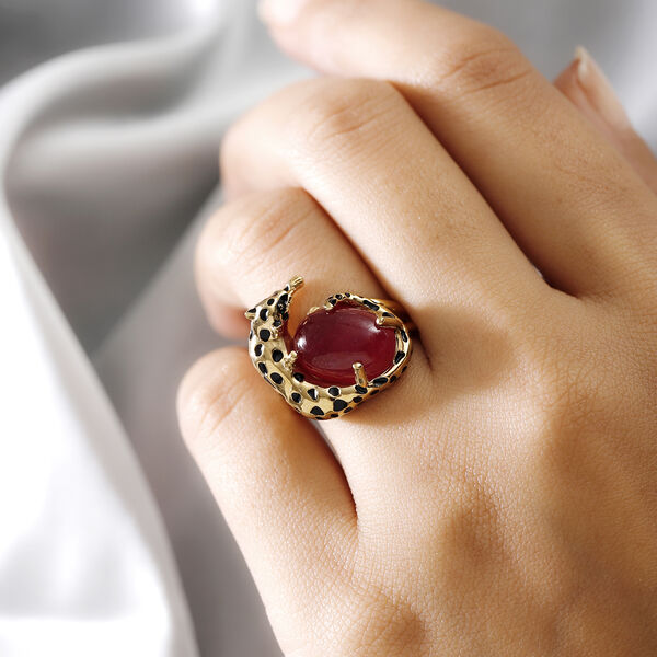 Afrikanisher Rubin(Fissure gef&uuml;llt) Ring 925 Silber vergoldet image number 3