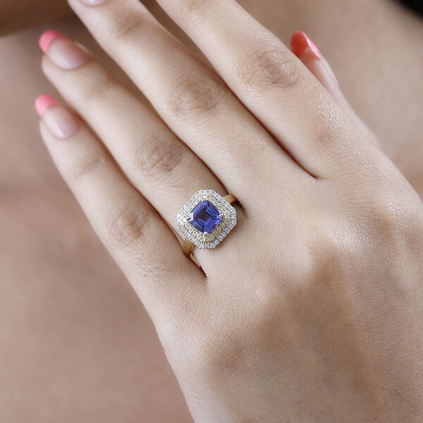 AAA Tansanit, natürlicher, gelber und weißer Diamant-Ring in 585 Gelbgold - 1,90 ct. image number 10