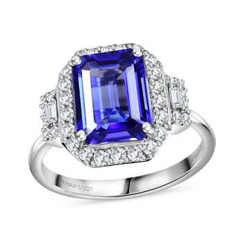 RHAPSODY AAAA Tansanit und VS EF Diamant-Ring in 950 Platin - 4,04 ct.