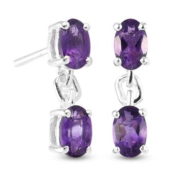 Afrikanischer Amethyst Ohrringe 925 Silber ca. 1,56 ct
