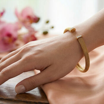 Wei&szlig;er Kristall Halskette Flexibles, Reiner Edelstahl goldfarben