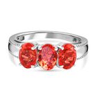 Padparadscha Triplett Quarz-Ring, 925 Silber platiniert (Gr&ouml;&szlig;e 17.00) ca. 2,63 ct