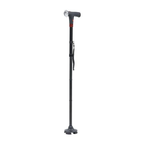 Faltbarer Smart-Gehstock mit LED Licht und Alarm, Belastbarkeit 113 KG, Benötigt 2xAAA-Batterien, blau