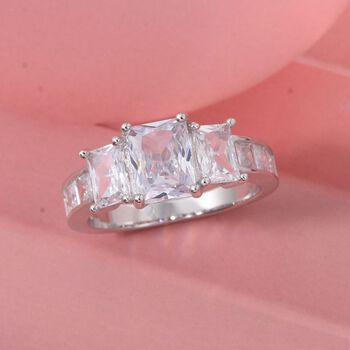 LUSTRO STELLA wei&szlig;er Zirkonia Ring im Half-Eternity-Design