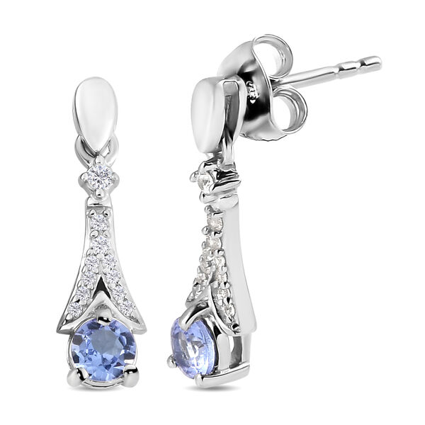 Tansanit und weiße Zirkon-Ohrhänger - 0,63 ct. image number 4