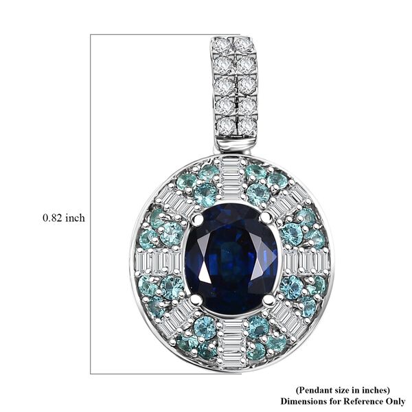 RHAPSODY zertifiziert und geprüft AAAA ceylonfarbener blauer Saphir, Paraiba Turmalin und VS Diamant Anhänger in 950 Platin - 1,91 ct. image number 5