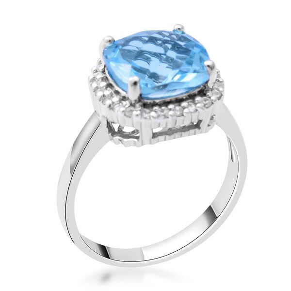 Himmelblauer Topas und wei&szlig;er Zirkon-Ring, ca. 5,35 ct image number 2