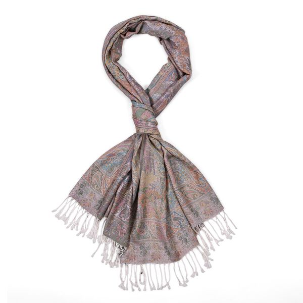 Schal mit Paisley-Muster und Fransen, 70x180cm, Mehrfarbig