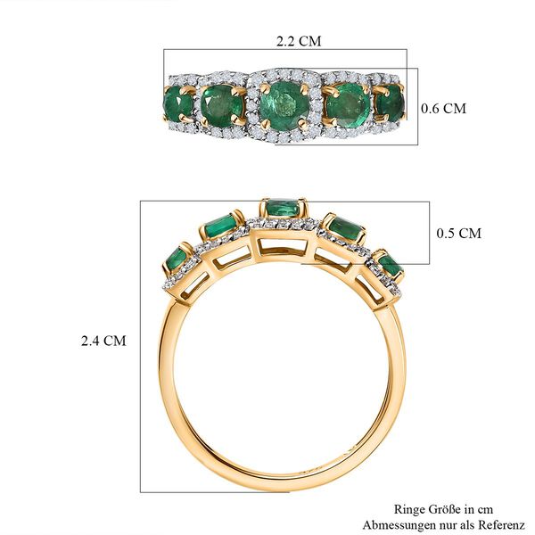 AAA Smaragd und Moissanit Ring in 375 Gold - 1,12 ct. image number 7