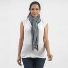 Premium Kollektion - gewebter Schal, Natur Seide und Wolle, Jamawar Design, 70x200 cm, Dunkelblau