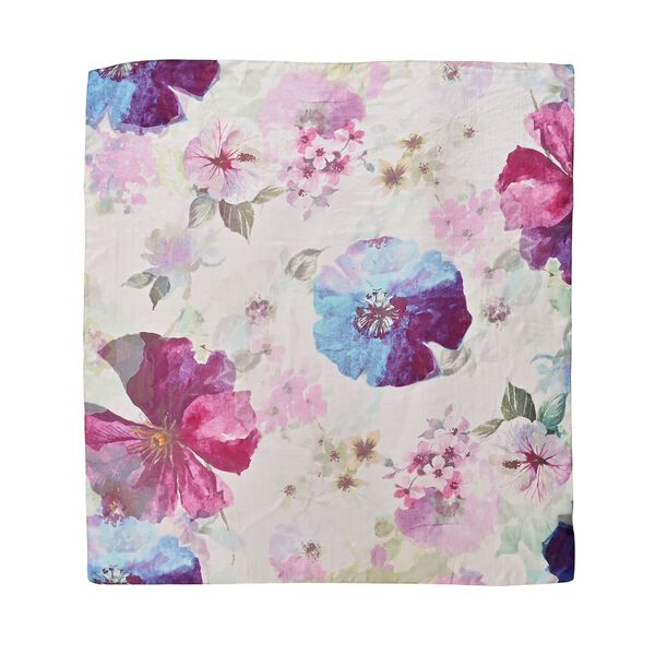 LA MAREY 2er-Set 110x110cm Schal aus 100% Maulbeerseide mit Blumenmuster und Brosche, Rosa-blau image number 7