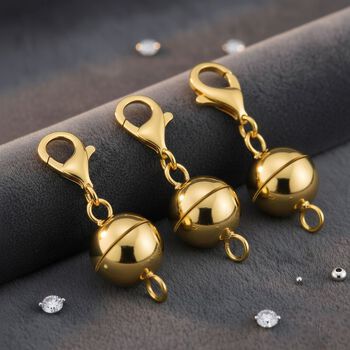 3er Set - Magnetverschluss mit Karabinerverschluss, 925 Silber vergoldet - 3 Gramm