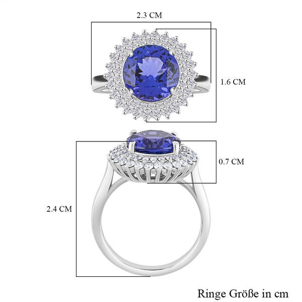 RHAPSODY zertifiziert und gepr&uuml;ft AAAA Tansanit und VS-EF Diamant Halo Ring in 950 Platin - 4,25 ct. image number 6