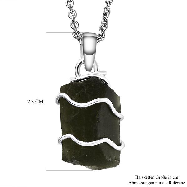 Nat&uuml;rlicher Moldavit-Anh&auml;nger mit Kette, 925 Silber, 925 Silber platiniert ca. 7.07 ct image number 7