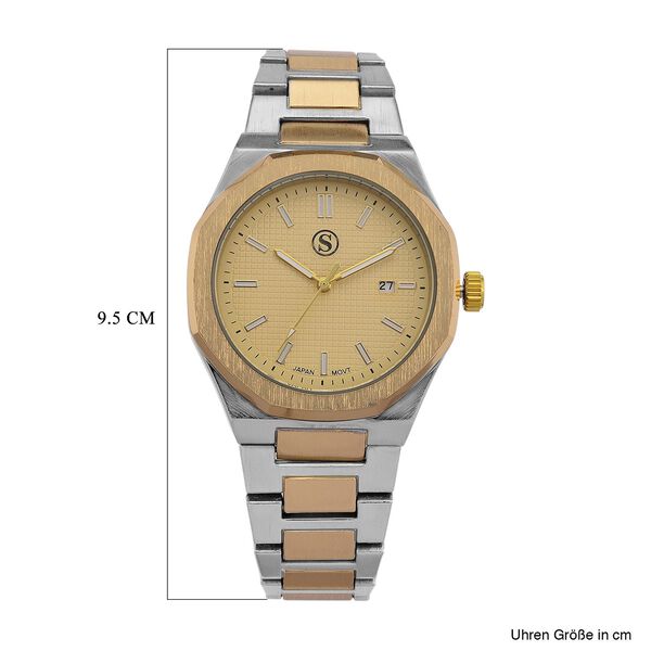 STRADA - Armbanduhr mit japanischem Uhrwerk und Datumsanzeige, Legierungsgehäuse  Sandstrahleffekt, bicolor, Goldfarben image number 6