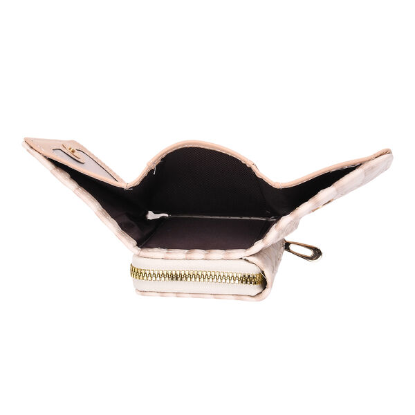 Stilvolle Geldbörse mit Krokodilprägung und RFID-Schutz, 11x8 cm, Beige image number 7