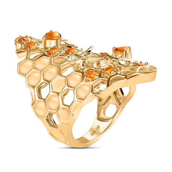 GP Honeycomb Kollektion- AA Citrin und Kanchanaburi blauer Saphir-Ring - 1,26 ct. image number 5