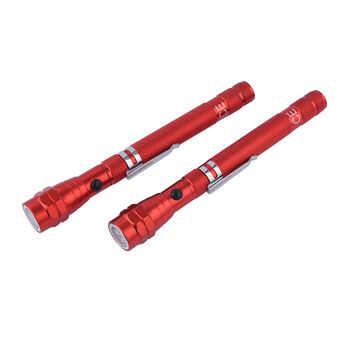 2er Set - Flexible LED Taschenlampen aus Aluminium mit Magnet, 17x2.2cm, Rot