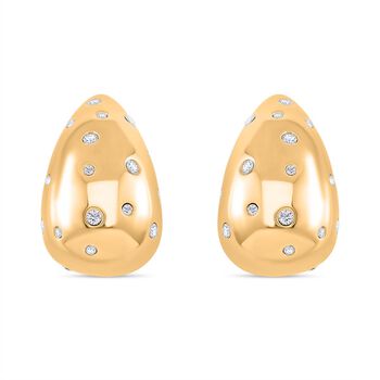 Wei&szlig;er Zirkonia Ohrringe Reiner Edelstahl IP-Gelbbeschichtung